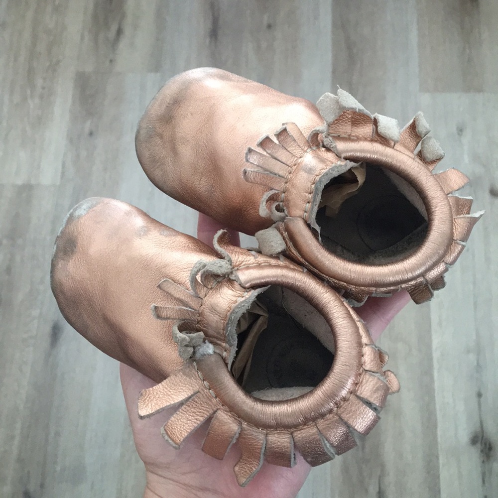 Freshly Picked size 6 Moccs rose gold